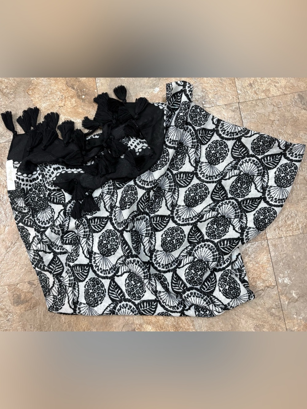 Lilly Pulitzer Black and White Floral Scarf - Picture 7 of 8